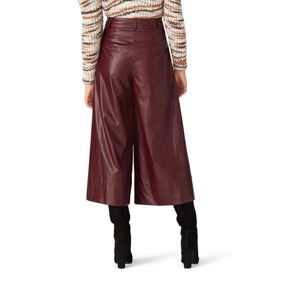 Nicholas Faux Leather Sofia Culottes Red Womens Size 8 - Picture 4 of 15